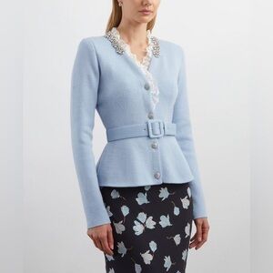 Self portrait BLUE CRYSTAL TRIM CARDIGAN $595 NEW with tag